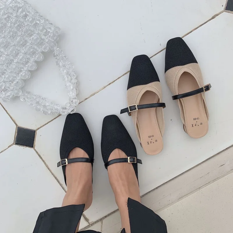 

2020 Summer Women Mules Ulzzang Fashion Ladies Shoes Sexy Square Toe Slippers Brand Breathable Woman Casual Slides Flats Outside