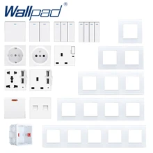 Diy moldura de vidro interruptor de botão de luz de parede tomada elétrica vidro branco função do pc chave diy livre s6 série wallpad