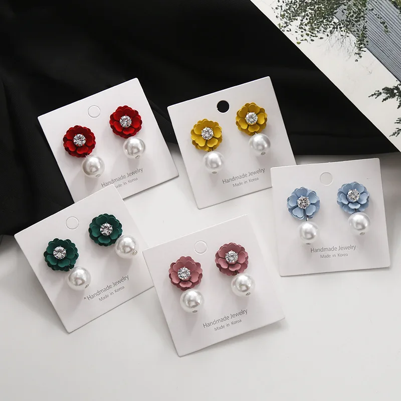 

Shiny Side New Fashion Brand Jewelry Cute Flower Stud Earrings for Women Elegant Pearl Earrings Free Shipping