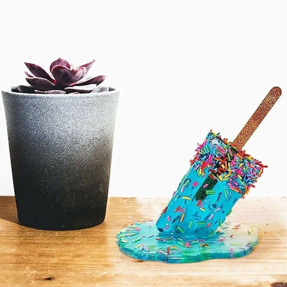 Melting Ice Cream Sculpture Decoration Clear Miniature Resin Craft Popsicles Melted Ice Cream Home Decor Sculptures & Figurines