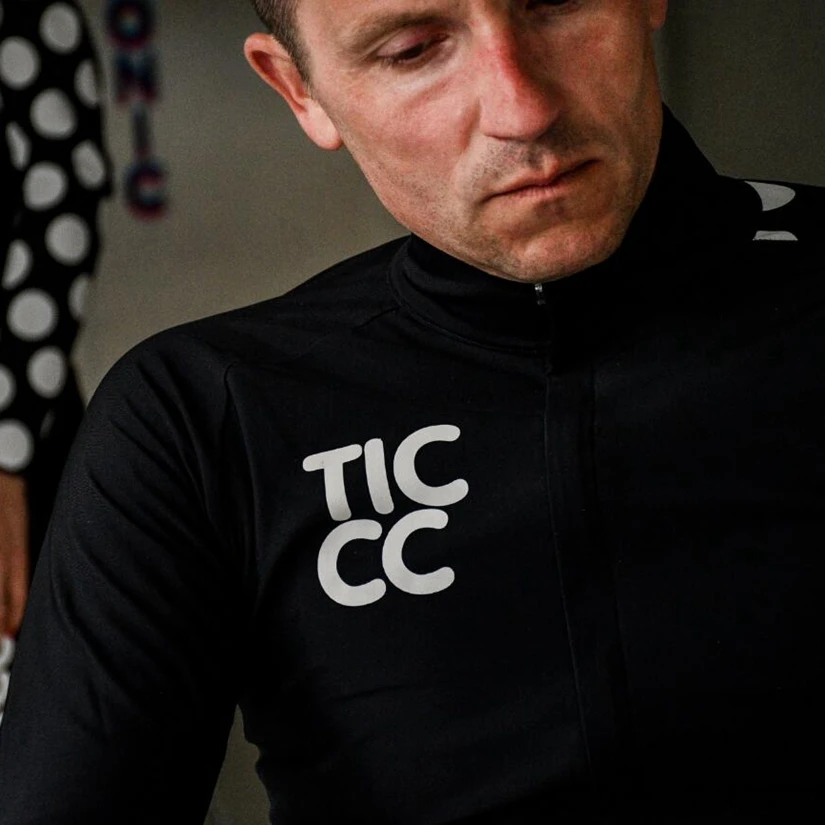 Ropa ciclismo invierno ticc Зимняя Теплая Флисовая велосипедная майка с длинным рукавом, велосипедная одежда черного цвета