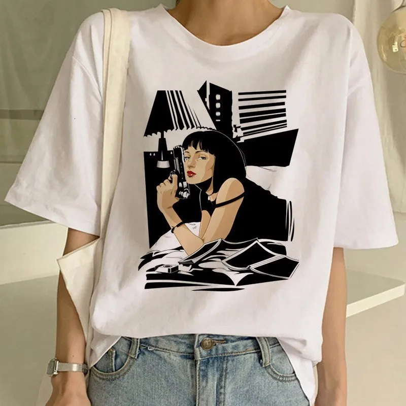 Женская футболка с забавным принтом из фильма Pulp fiction, Миа Харадзюку, Ulzzang, летняя футболка, модная Дева Мэри Миа, футболка, женские футболки - Цвет: 589