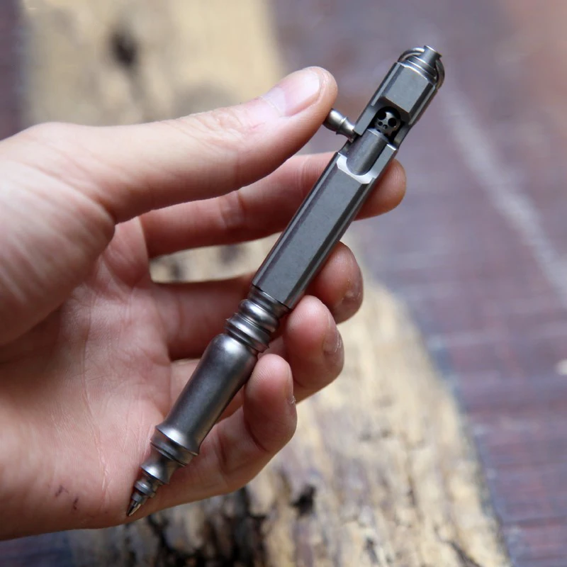 EDC тактическая ручка болт из титанового сплава Ручка Механическая Ручка Самообороны Ручка мотыга продвижение - Цвет: Серебристый