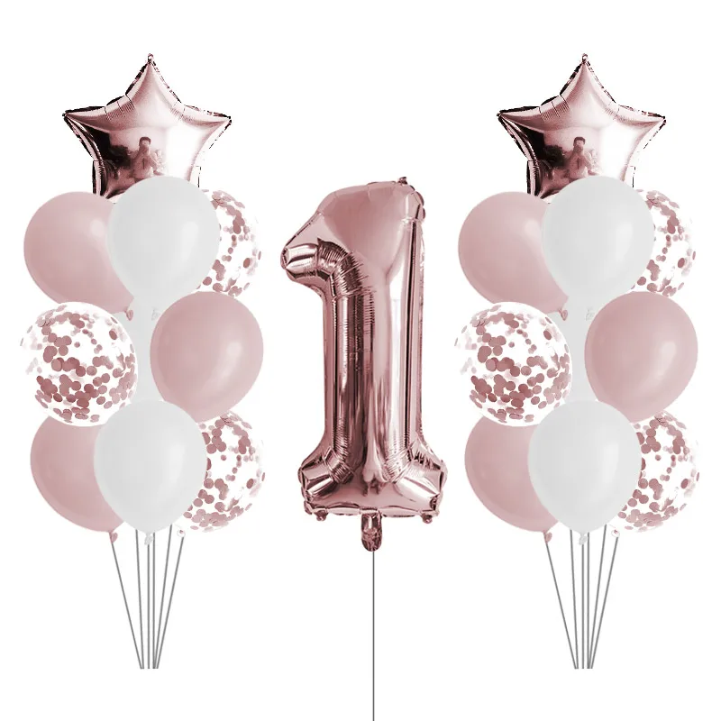 KUKUZHU 1-й День рождения воздушные шары из фольги в виде цифр баннер первый ребенок мальчик девочка вечерние украшения мой 1 год поставки