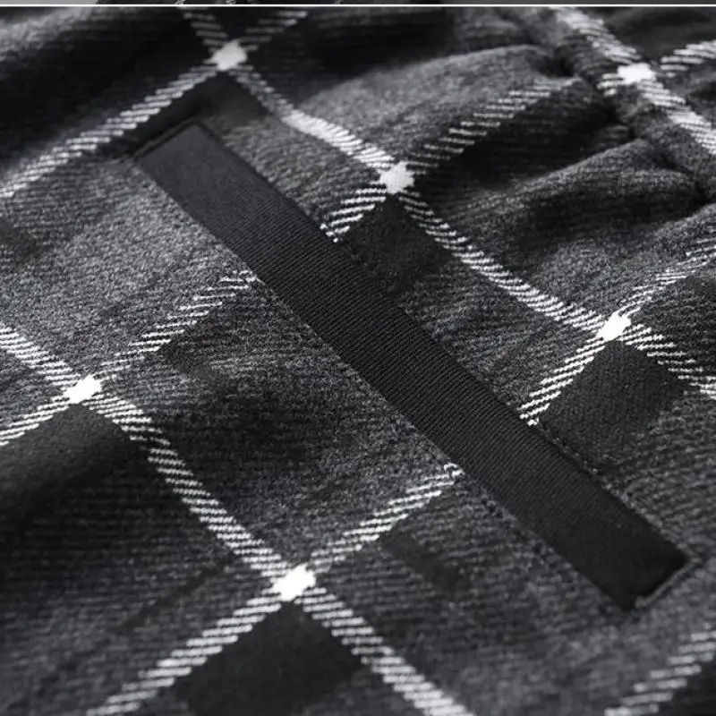 Thick Mens Pants Luxury Soft Yarn Dyed Fabric Plaid Male Pants Plus Size 4xl Elastic Waist Slim Fit Male Trousers