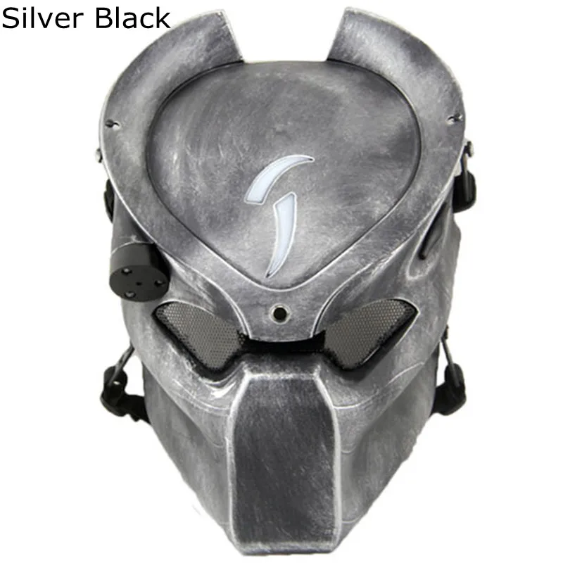 Хэллоуин Косплей Костюм хищника CS игры Наружные защитные маски-шлемы тактическая армия из двух масок - Цвет: Silver Black