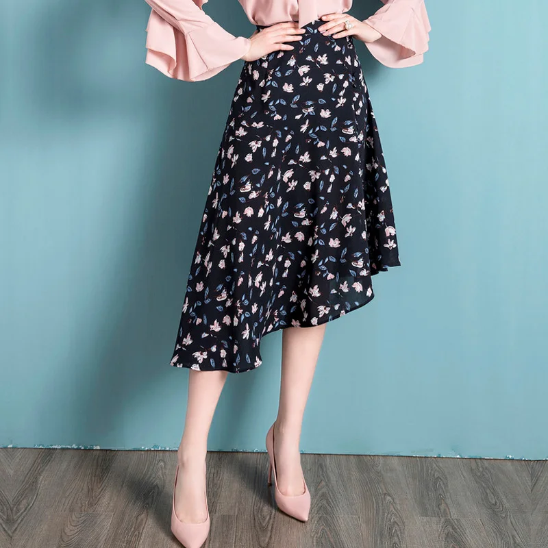 日本総代理店 ハイエンドエンゲージメント多用途イレギュラースカートプリントaラインスカート 売り超高品質 Signature Johaness Com