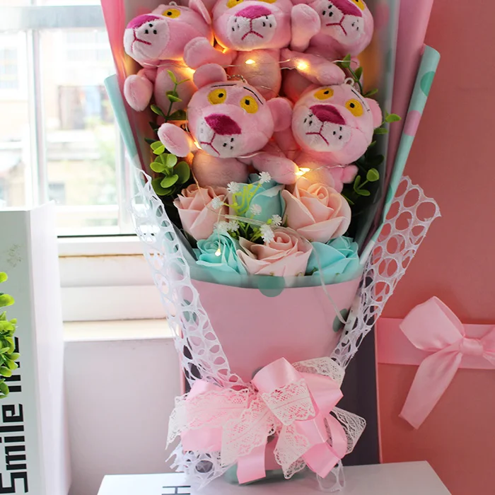 Милые вещи животные Мультяшные плюшевые игрушки цветочный букет творческие подарки на выпускной/День рождения/День Святого Валентина/Рождество