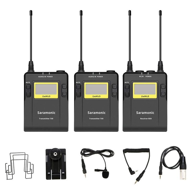 Saramonic UwMic9 96-канальный UHF Беспроводной двойной петличный микрофон Системы, 2X передатчик и Портативный приемник для Камера