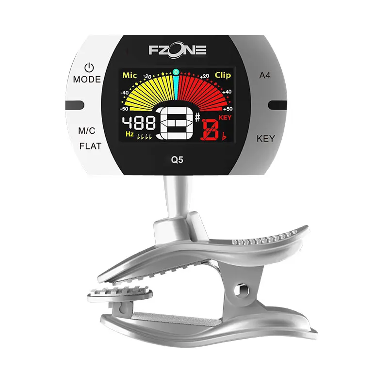 

Chromatic Clip-on Guitar Tuner for Guitar Bass Violin Ukulele Brass Woodwind Instruments Mic Function A4 Pitch Calibration