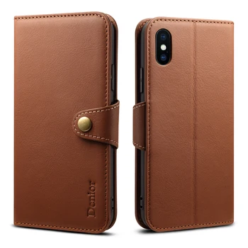 

For iPhone XS Max Cowhide Genuine Flip Case iPhone 7 8 8Plus Phone Bag Case Business Wallet Card Stand Smart Cover for iPhone XS
