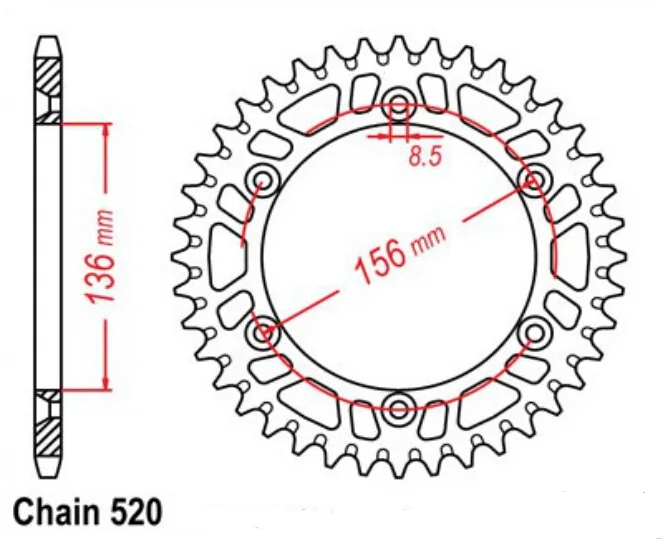 Мотоциклетные задние звездочки 520 47 т 48 49 50T 51 т 52 53T для Suzuki DR250 PE175 GSX-R250 RM400 RM250 RS250 PE250 125 Enduro