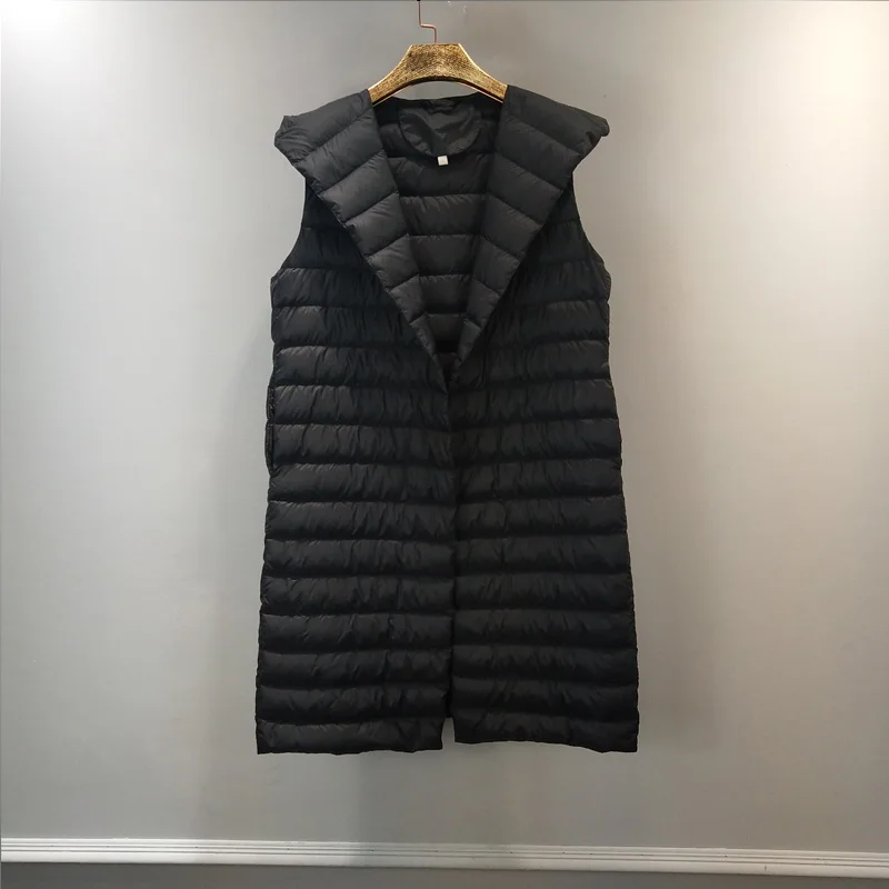 Женский ультра светильник без рукавов осенне зимний пуховик средней длины с