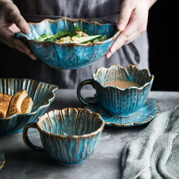 

Japanese Creative Cup Vintage Ceramic Handmade High Quality Saucer Set Coffee Funny Utensil Cup Taza Cafe Home Drinkware DB60BD