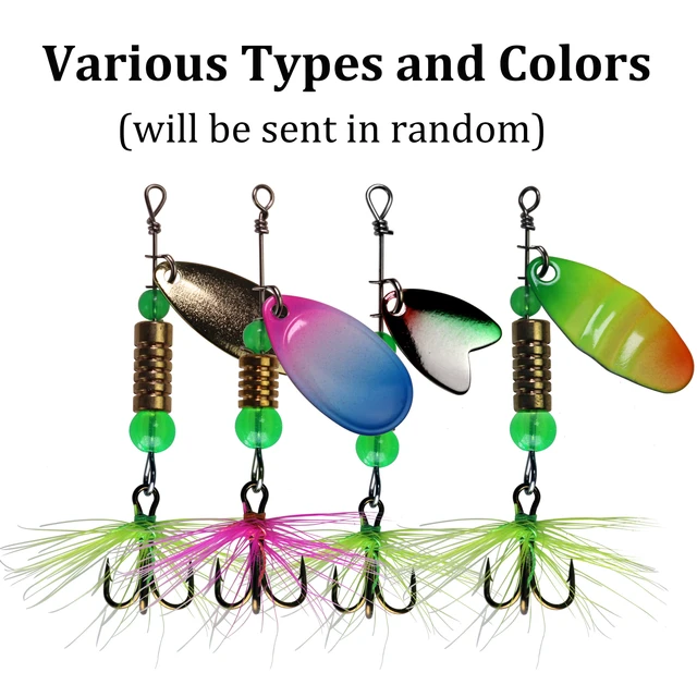 Tackle Box kit, 16pcs Colorful Feather Casting Spinner Lures with
