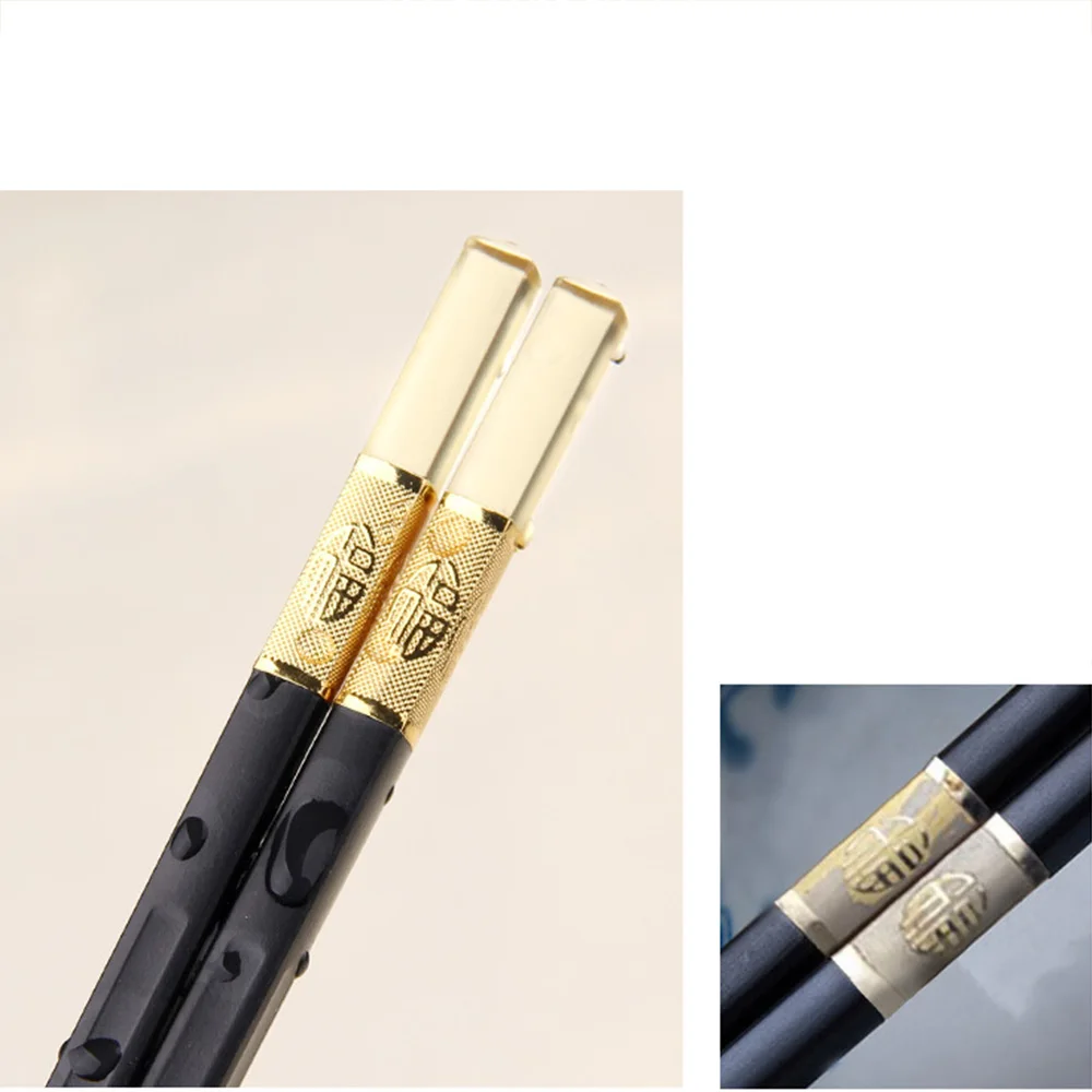 1 Pair Hotel Non slip Chopsticks Tableware Set Alloy Chopsticks Amber Chinese Chopsticks Set Household Dinnerware 4