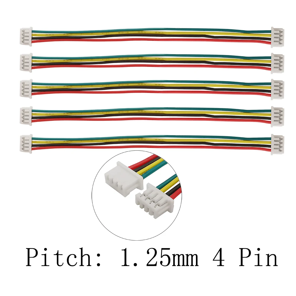 Mini Micro JST PH 1.25mm 4 Pin Female to Female / Double end Sockets Plug Connectors With Wire Cables 10MM 15MM 20MM 30MM afbeelding