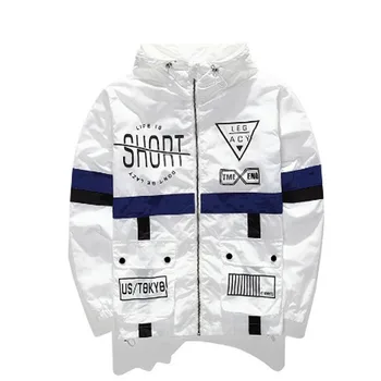 

Outono inverno homens harajuku patchwork casual streetwear jaqueta corta-vento das mulheres do hip hop com capuz jaquetas e casa