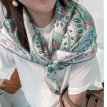 Moda donna 100% sciarpa di seta scialle sciarpe testa Hijab Square 35" 1