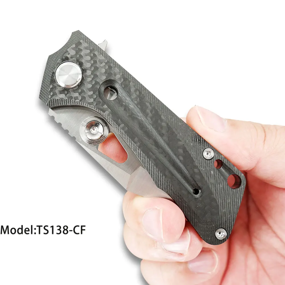TS138-CF TWOSUN d2 лезвие Флиппер складной карманный Ножи тактическая охотничья Ножи, инструмент для использования на природе Кемпинг Ножи EDC TC4 Титан быстро открытьй TS138 - Цвет: TS138-CF