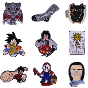 

20pcs/lot A3881 Patchfan Metal Enamel Brooch Fashion Anime Dragon Ball One Piece Badge Pin Horror Clothing Backpack Jewelry Gift