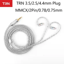 3,5/2,5/4,4 мм TRN T2 16 ядерный посеребренный HIFI обновленный кабель MMCX/2Pin для TRN TFZ KZZSN/ZS10 CCAC10/C16 NICEHCK NX7/F3/M6