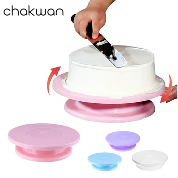 

10 Inch DIY Cake Turntable Baking Tools Plastic Round Cake Rotary Plate Cake Decorating Tools Kitchen Table Rotating Cake Stand
