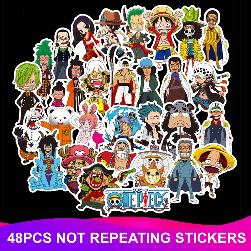

48pcs/Pack Waterproof Cartoons Anime ONE PIECE Stickers Skateboard Suitcase Motorcycle Laptop Luggage Stickers Kids Classic Toy
