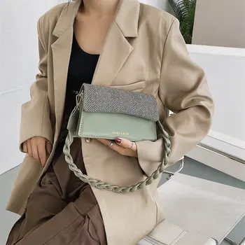 

High Quality Crossbody Bags For Women Fashion Stripe Decoration Shoulder Bag Chain Square Female Shopper Packet