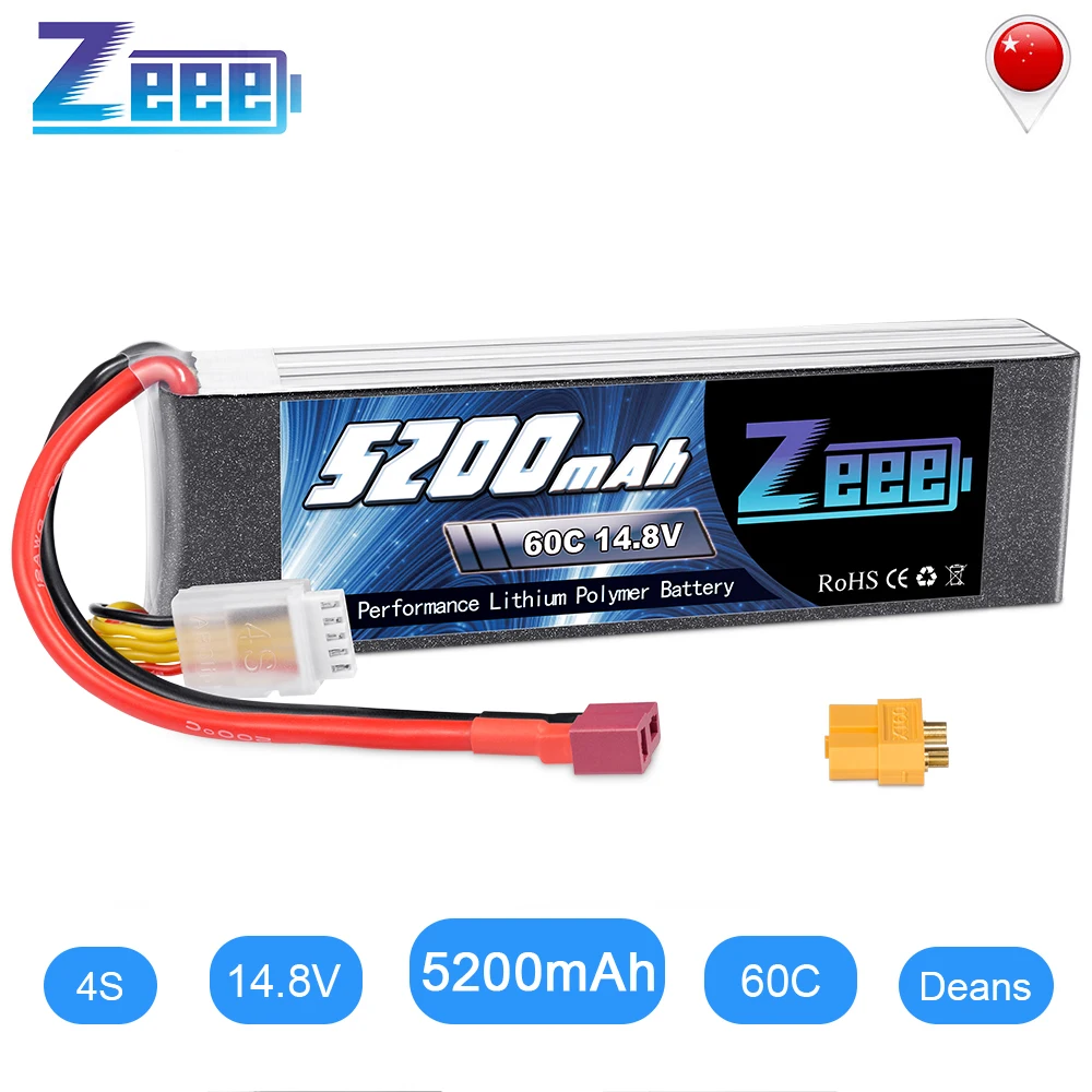 Zeee 14,8 V 5200mAh 60C 4S LiPo батарея с Deans и XT60 разъём для LiPo батарей батарея для RC вертолет Квадрокоптер Автомобиль Грузовик Лодка