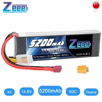 Zeee 14.8V 5200mAh 60C 4S LiPo Battery with Deans And XT60 Connector LiPo Battery For RC Helicopter Quadcopter Car Truck Boat 1pcs lipo battery 11 1v 14 8v 1600mah 70c lipo battery 3s 4s for rc helicopter rc car boat quadcopter remote control toys