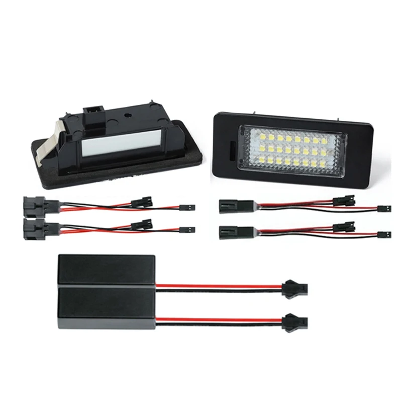 2Pcs No Error White LED Number License Plate Lights Lamp Car Accessories For Aud