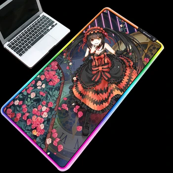 

Yuzuoan Anime Girl Mouse Pad USB Adjustment Breathing Light LED Color Lighting RGB Non-slip Thick Wear-resistant RGB Mouse Pad