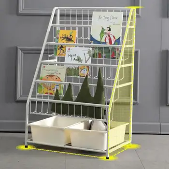 

Children's Bookshelf Cabinet Simple Elementary School Picture Book Floor Floor Storage Shelves Increased Iron Books Rack