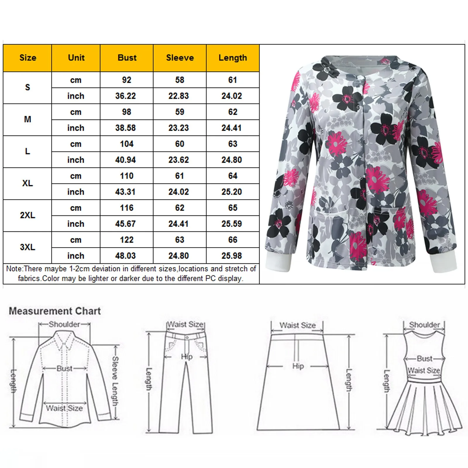 Plus Size Women Medical Unifroms Women Scrubs Long Sleeve Animals Pattern Autumn Nursing Working Uniform Blouse Workwear Scrubs