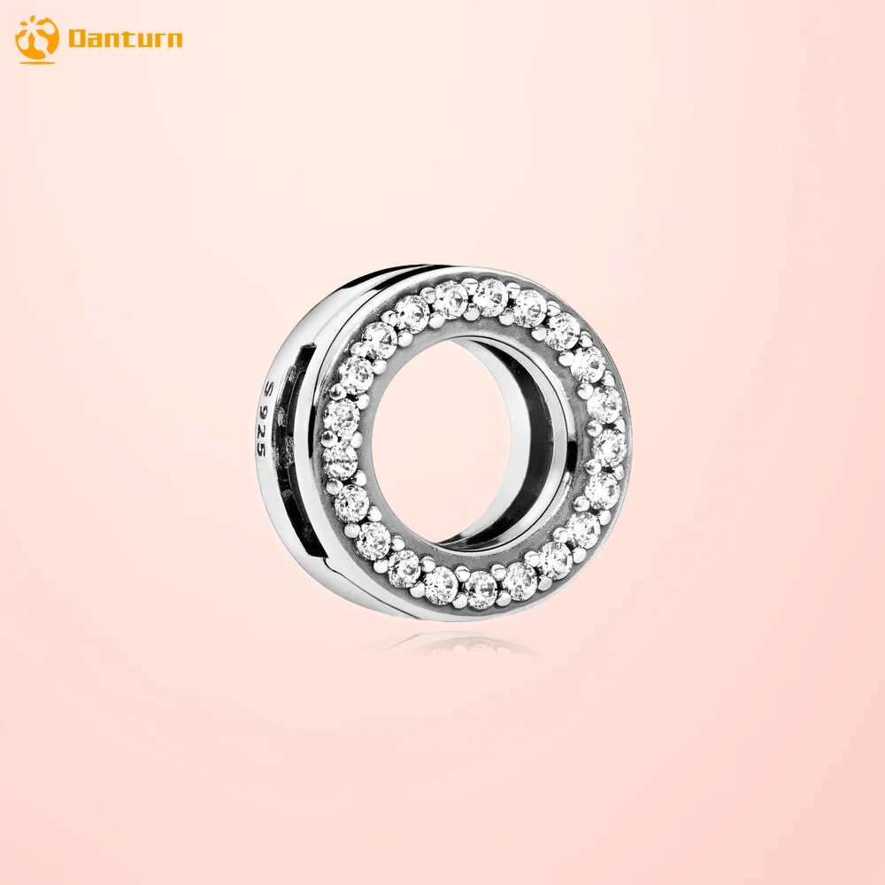 

Danturn New 925 Sterling Silver Bead Circle of Pave Clip Charms fit Original Reflexion Bracelets for Women Jewelry Making Gift