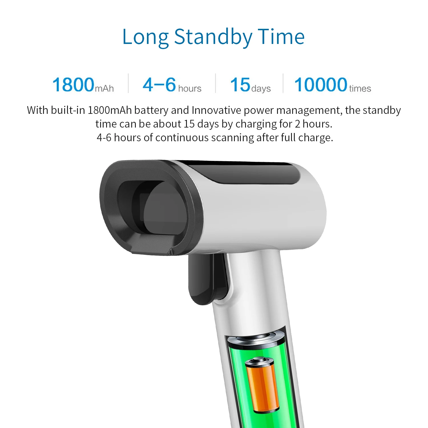 1D 2D Handheld USB 2.4G Wireless Bluetooth Barcode Scanner with Charge Base and LCD Screen Display