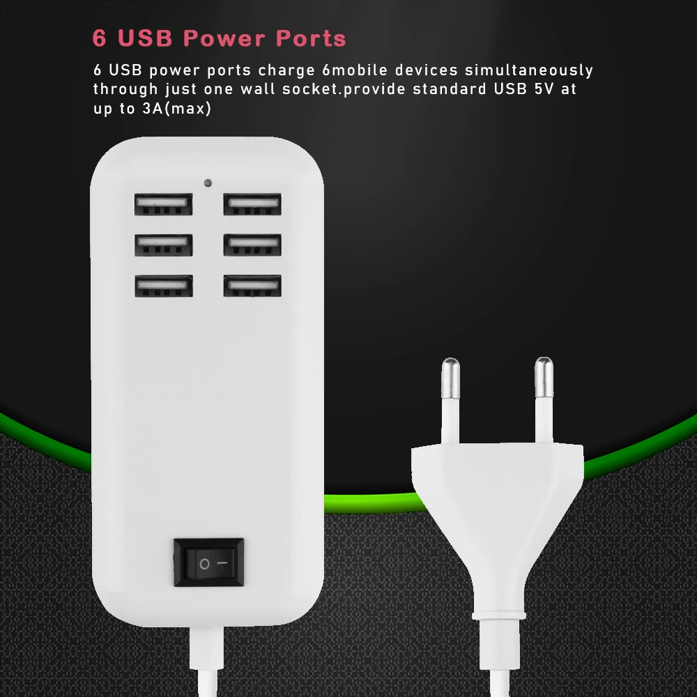 5V/3A 6 портовое быстрое зарядное устройство USB настенное быстрой зарядки адаптер