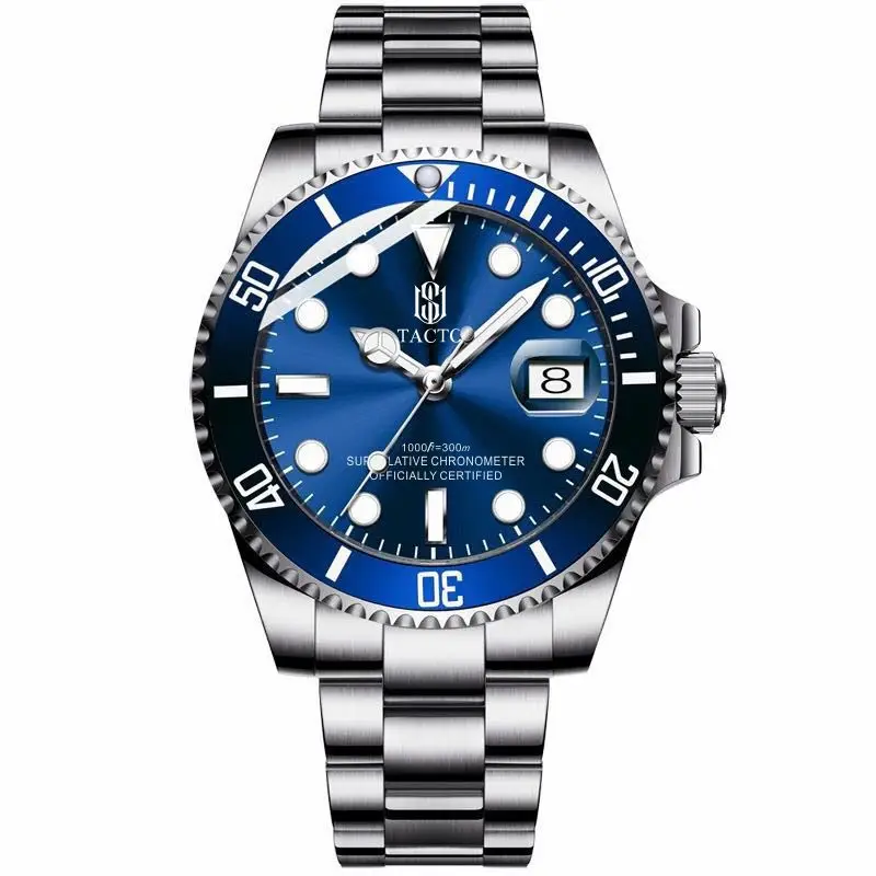 2021 TACTO Mens Watches Top Brand Luxury Gmt-Driver Sports Watches Black Steel Case Rotated Male Wrist Watch Relogios Masculinos 