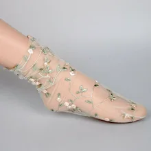 Прибытие женщин s леди сладкий свежий Кристалл Кружева стекло розовый Шелковый цветок кружево, вышитые цветы тонкие лодыжки женщин короткие носки чулочно-носочные изделия