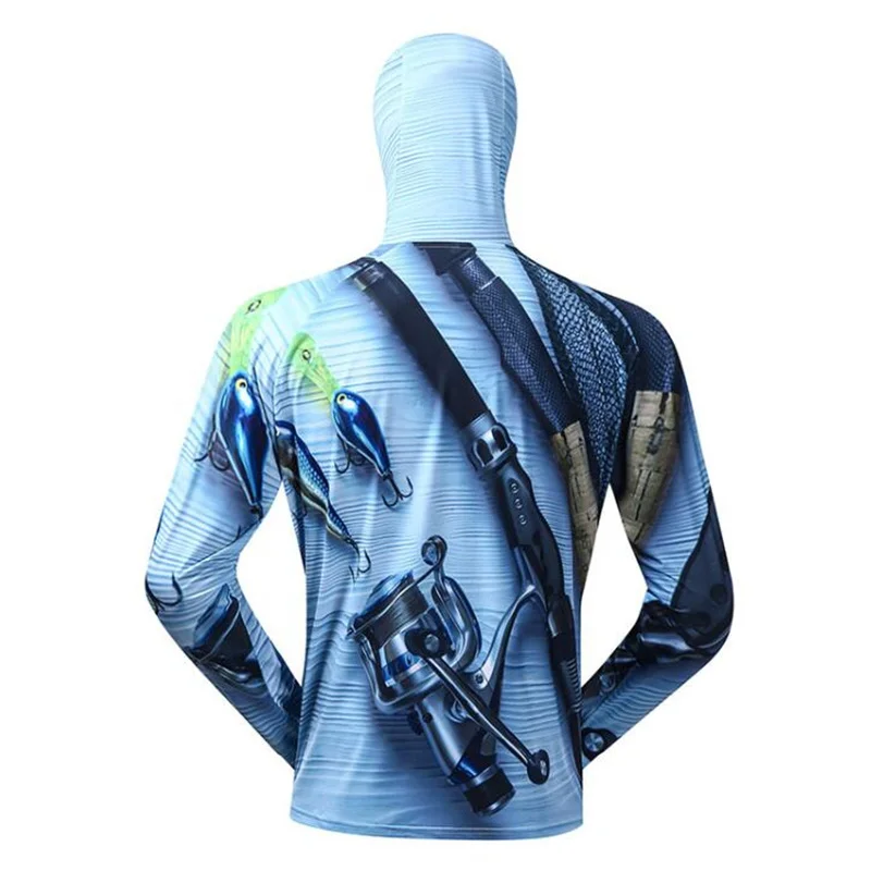 Fly Fishing Clothes Fishing Shirt Breathable Quick Dry Fishing Jersey Anti-UV Sunscreen Sun Protection Clothes Professional Hoodie With Mask