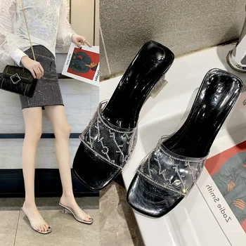 

Sandals Women's Fairy-Style Summer 2020 New Style Students INS Versatile Transparent Shoe Sandals Outer Wear High Heel Shoes