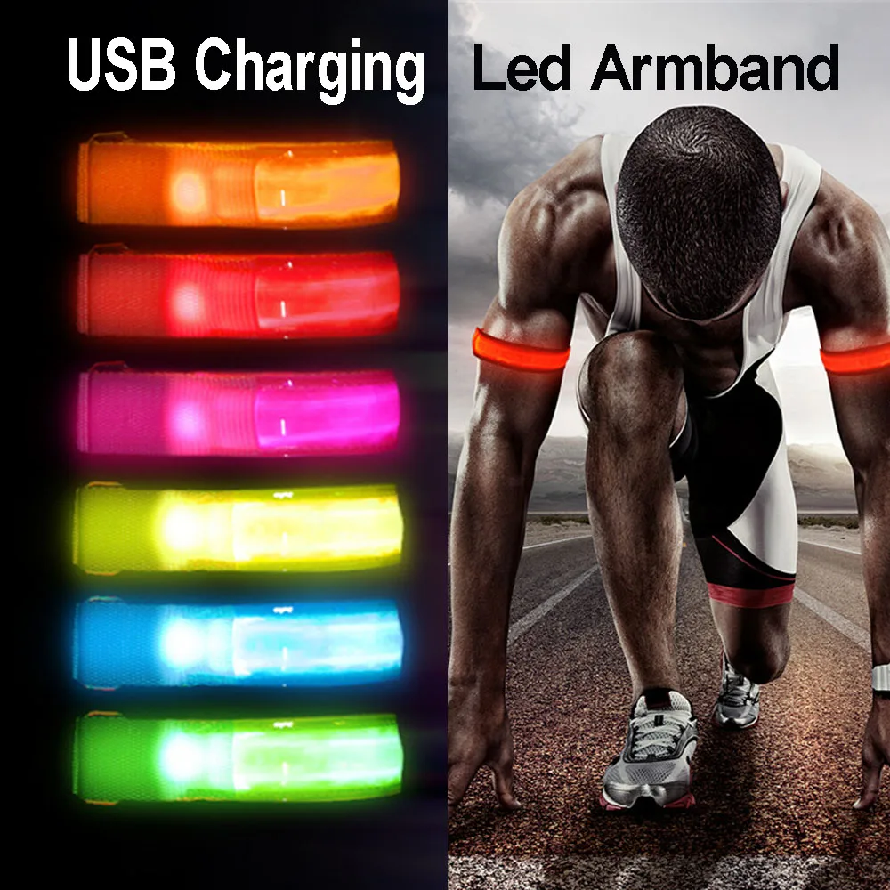 SAFETY ARM FLASHING LED BAND LIGHT UP FOR CYCLING JOGGING RUNNING HIKING SPORT 