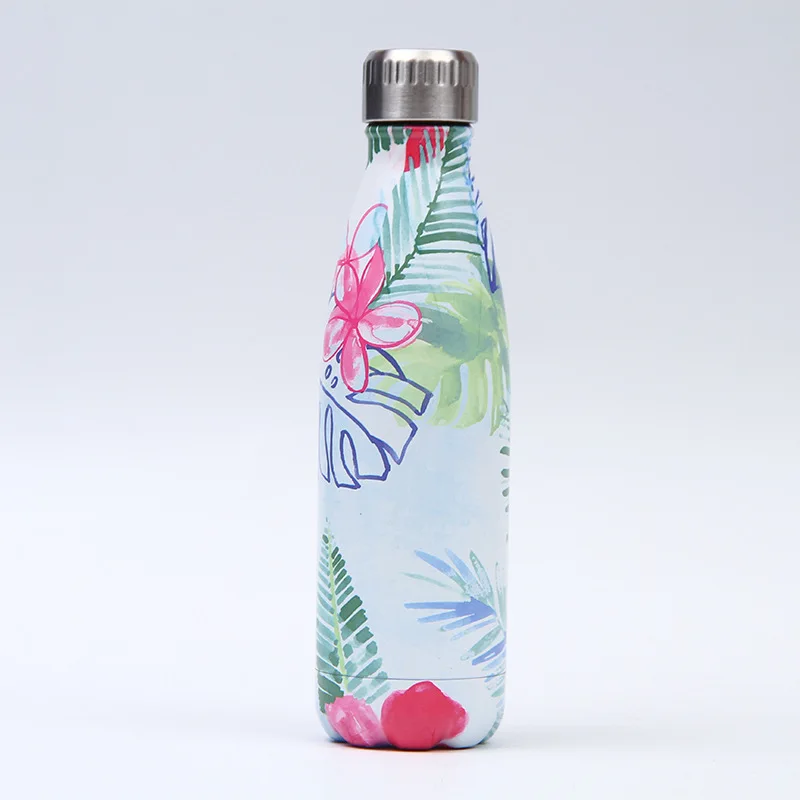 Цветочная BPA бутылка для воды из нержавеющей стали Термос фляжка Спортивная бутылка для питья для воды чашка с изоляцией холода шейкер кружка - Цвет: J