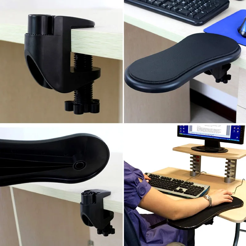 SUNLIGHTAM Hands Arm Support Bracket Pallet Rack Console Wrist Rest Computer Mouse Pad Wrist Pad Chair Desk Attachment L, Black 