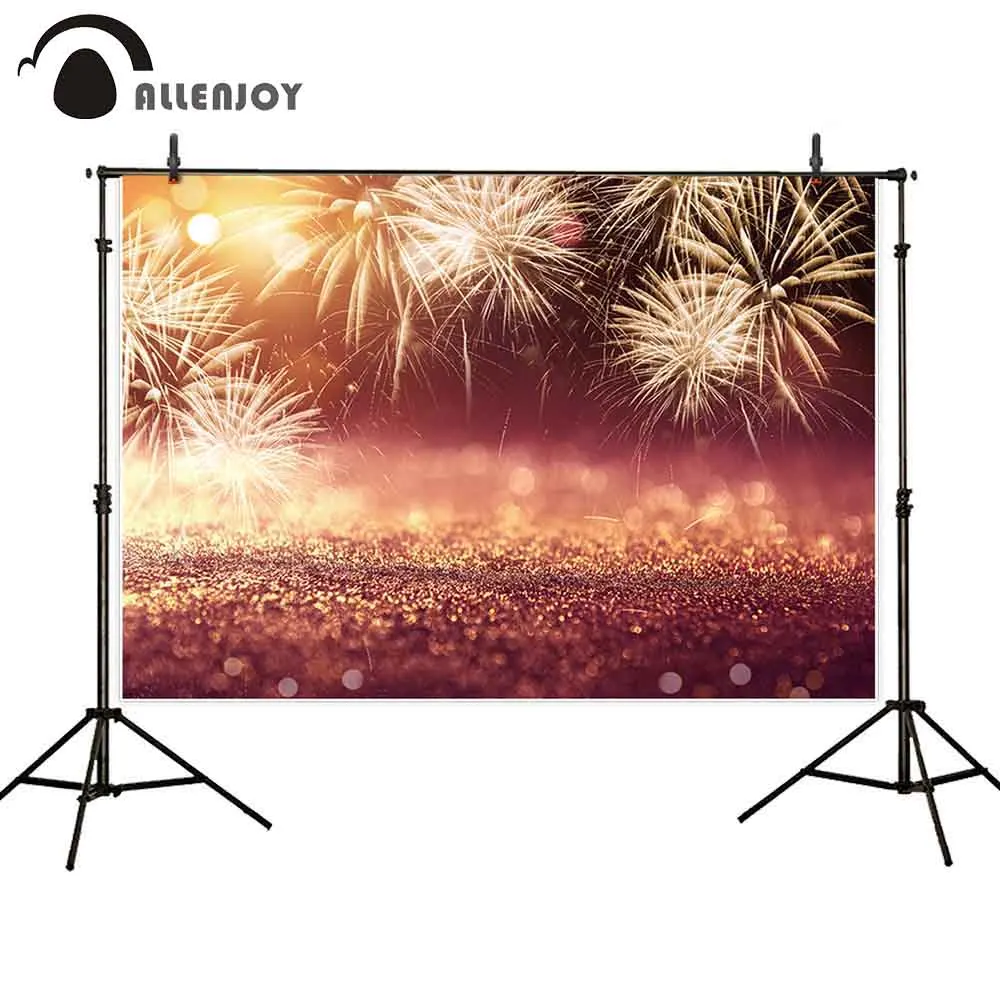 

Allenjoy photography background new year golden fireworks glitter bokeh sand halo photophone backdrop photo studio photocall