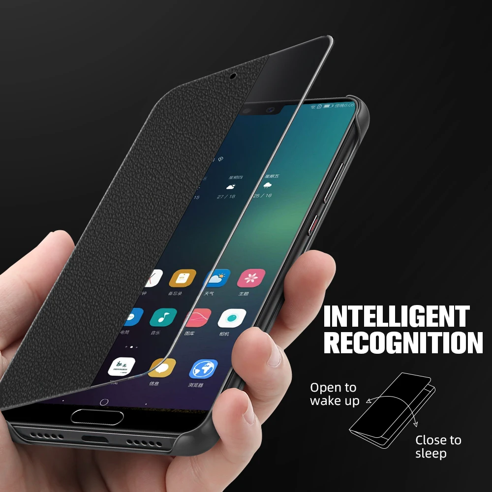GUUGEI флип-чехол кожаный чехол для телефона для huawei P20 Pro мобильный телефон флип-над окном вид смарт-флип Капа Para Celular