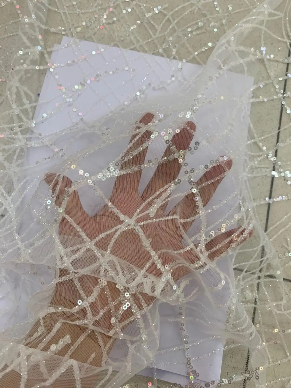 

5 yards xj01# offwhite mesh crystal branch pattern print glitter best quality lace for bridal wedding dress/party dress show