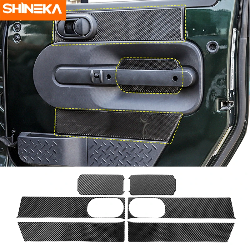 Front door SHINEKA интерьерные молдинги для Jeep Wrangler JK 2007-, декоративные наклейки из углеродного волокна, комплект аксессуаров для Jeep Wrangler JK - Название цвета: Front door