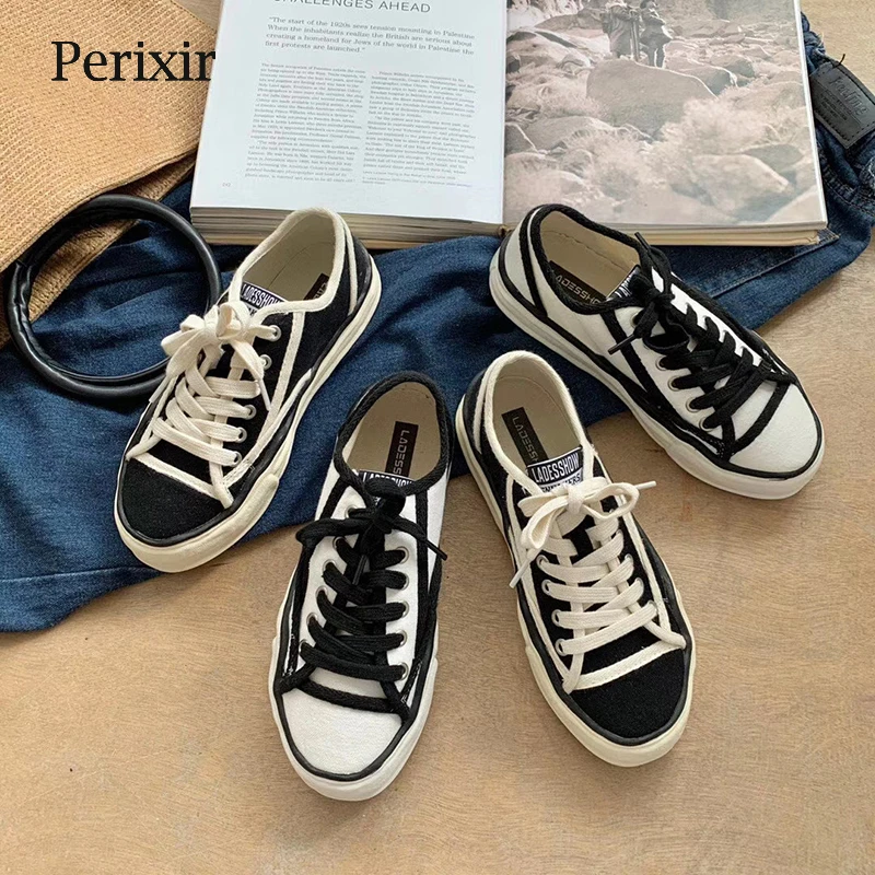 

Perixir Canvas Shoes Women's Summer 2021 New Breathable Thick Bottom All-Match Retro Casual Shoes